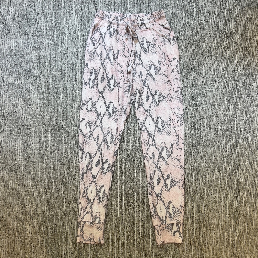 Sundry Pink & Gray Snake Print Sweatpants